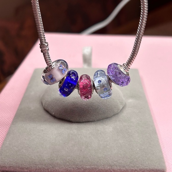 Authentic Pandora Wavy Dark Blue Murano Glass Ocean Charm - Picture 5 of 5